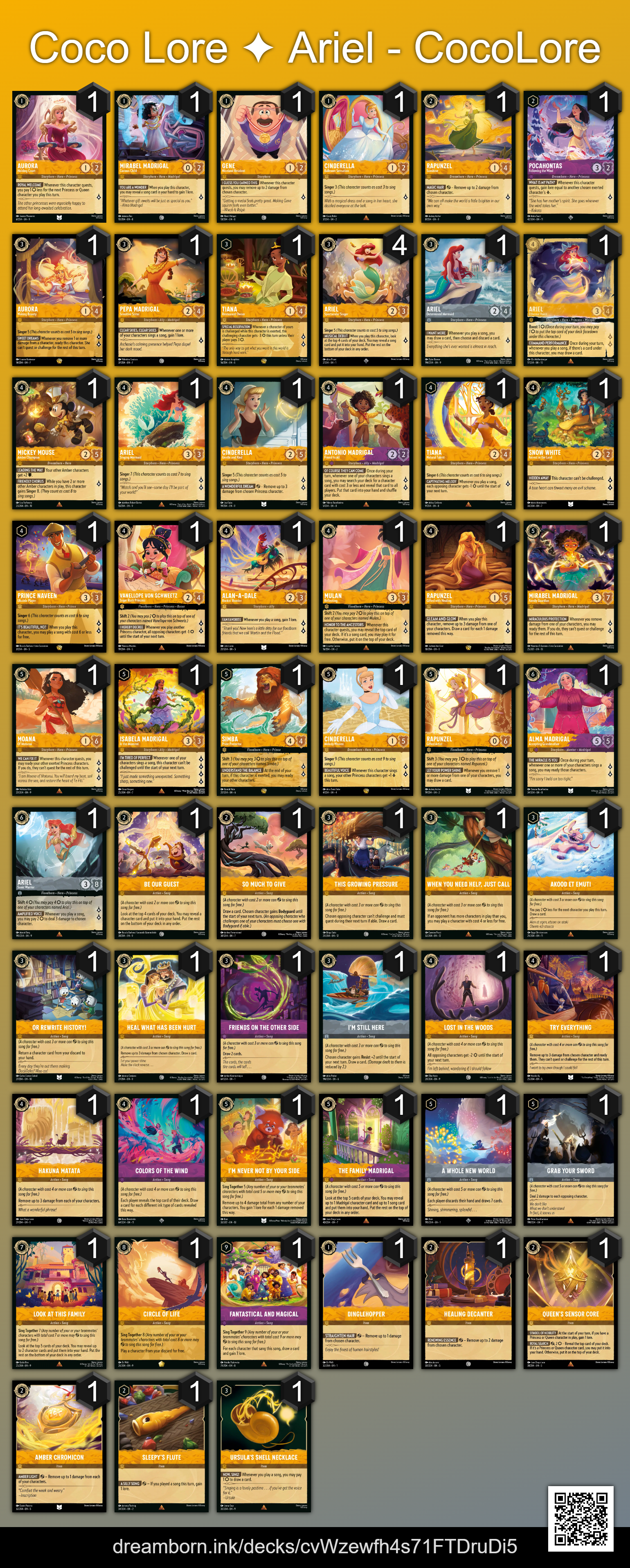 Ariel Coconut deck list, Aug 23, 2026