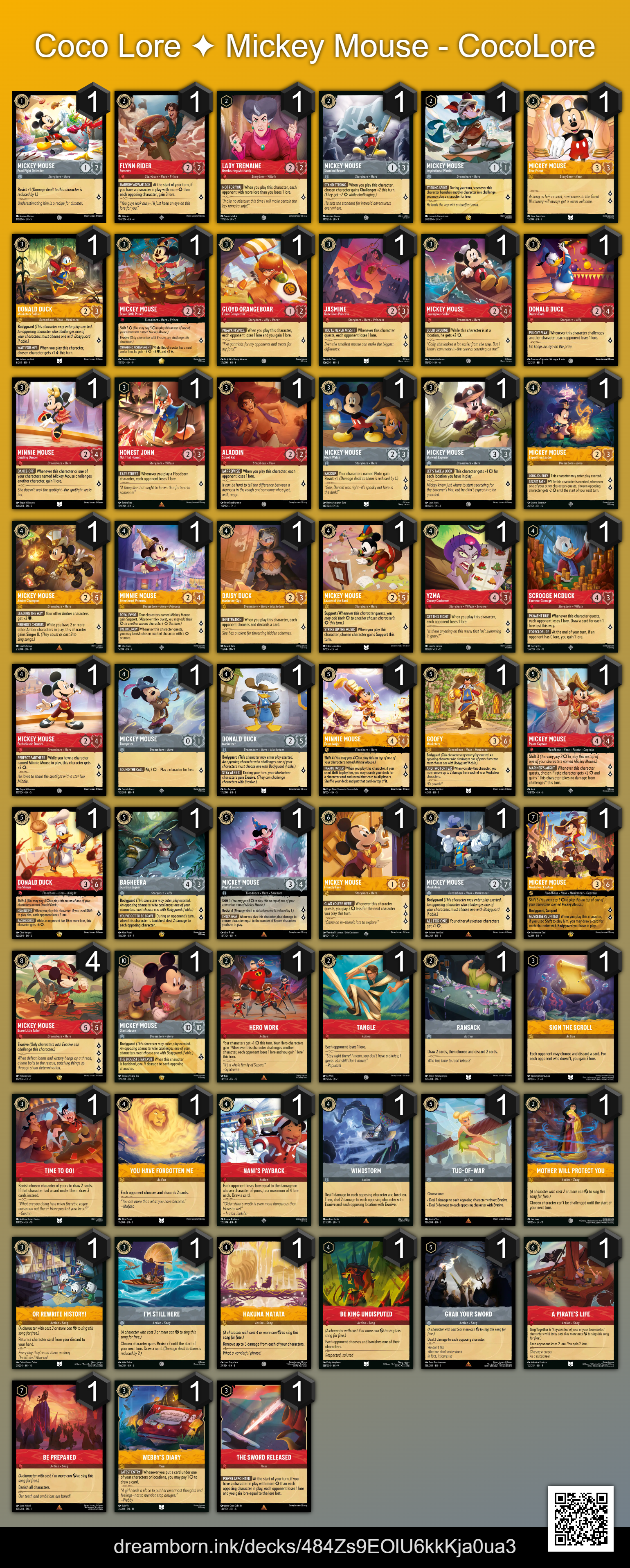 Mickey Mouse Coconut deck list, Aug 23, 2026
