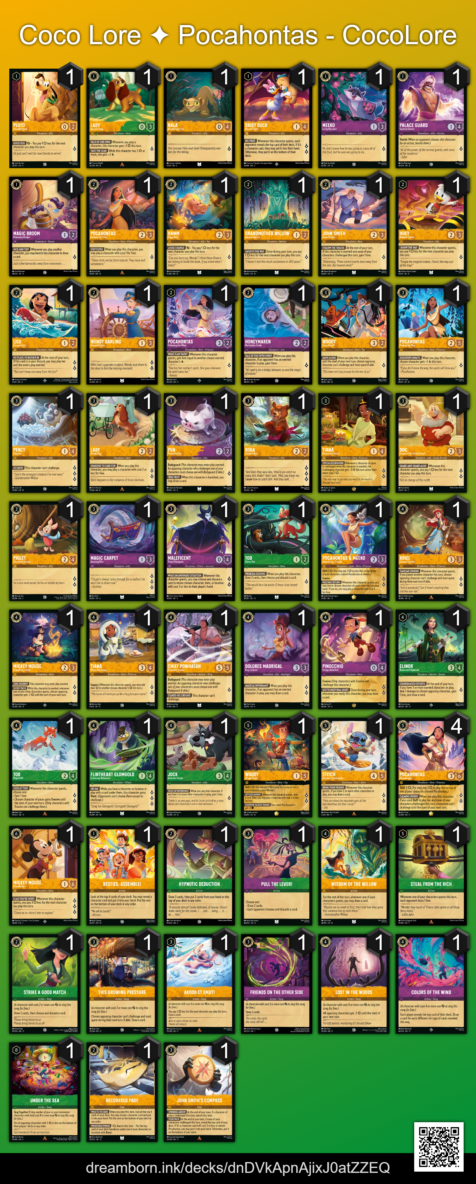 Pocahontas Coconut deck list, Aug 23, 2026