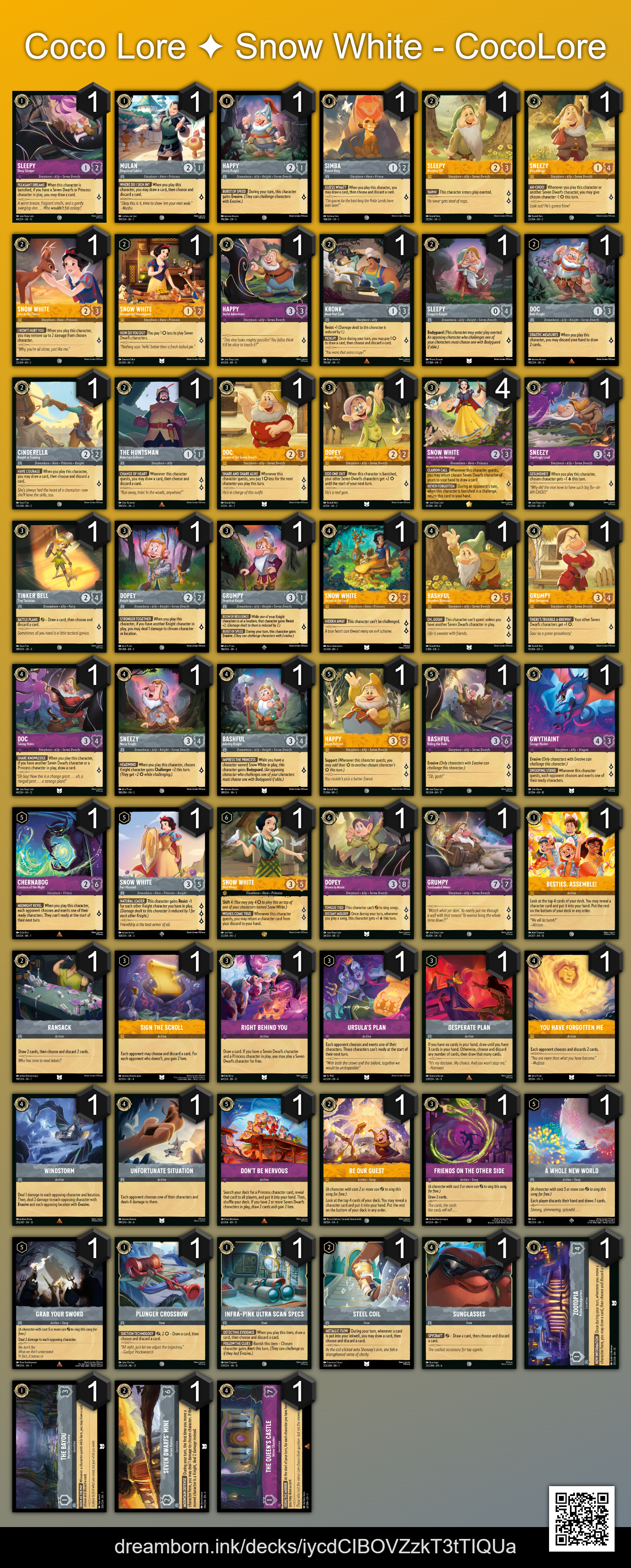 Snow White Coconut deck list, Aug 23, 2026